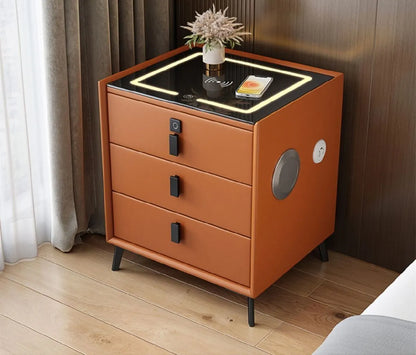 Smart Nightstand With Led Light/Usb Port Bedsite Table