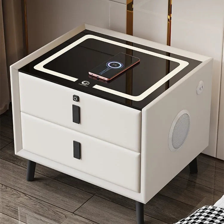 Smart Nightstand With Led Light/Usb Port Bedsite Table