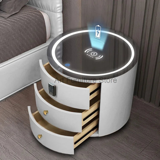 Smart Nightstand with Audio & Fingerprint Lock