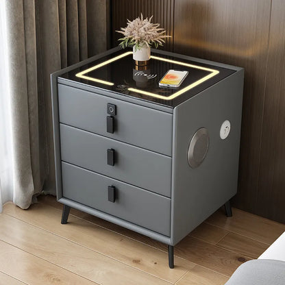 Smart Nightstand With Led Light/Usb Port Bedsite Table